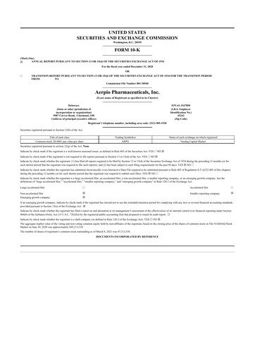 Thumbnail Aadi Bioscience 10-K Annual Report 2020