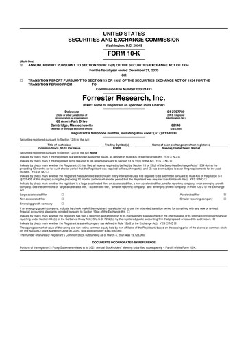 Thumbnail Forrester Research
 10-K Annual Report 2020