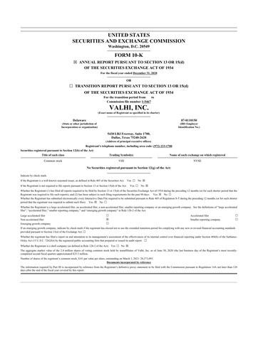 Thumbnail Valhi 10-K Annual Report 2020