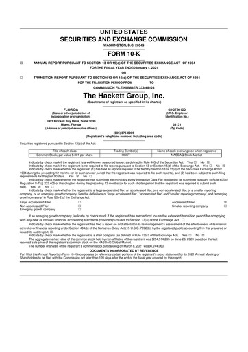 Vorschaubild The Hackett Group

 10-K Jahresbericht 2021
