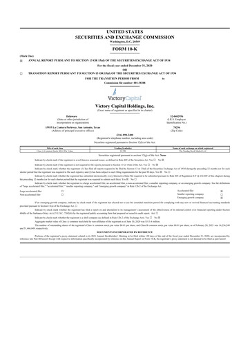 Thumbnail Victory Capital 10-K Annual Report 2020