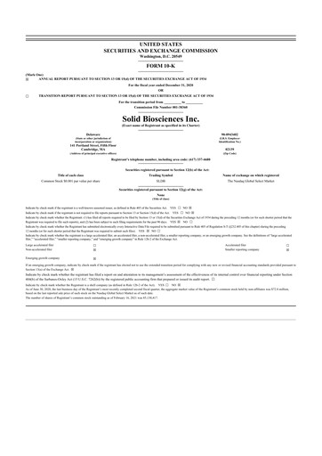 Thumbnail Solid Biosciences
 10-K Annual Report 2020