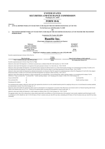 Thumbnail Bumble 10-K Annual Report 