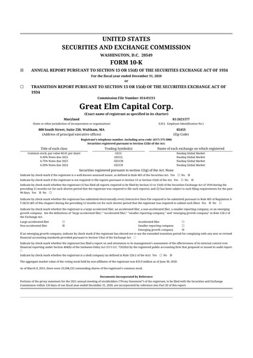 Thumbnail Great Elm Capital
 10-K Annual Report 