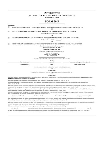 Vorschaubild SNDL Inc.
 20-F Jahresbericht 2020