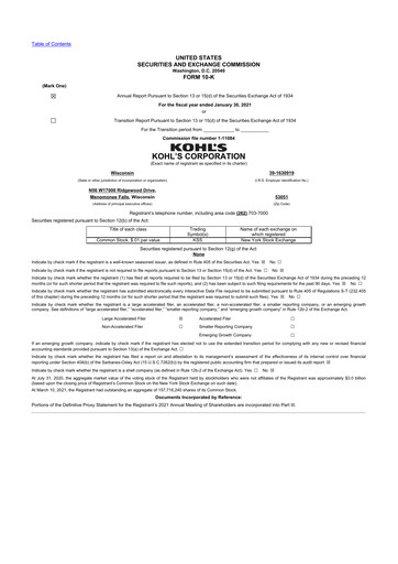 Thumbnail Kohl's
 10-K Annual Report 