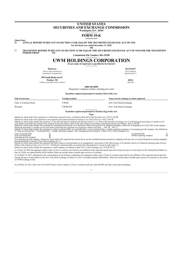 Miniature UWM Holdings
 10-K Rapport annuel 2020