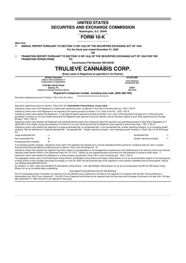 Vorschaubild Trulieve Cannabis 10-K Jahresbericht 