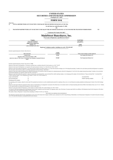 Vorschaubild MainStreet Bancshares 10-K Jahresbericht 2020