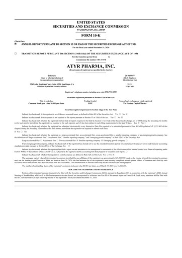 Thumbnail aTyr Pharma 10-K Annual Report 2020