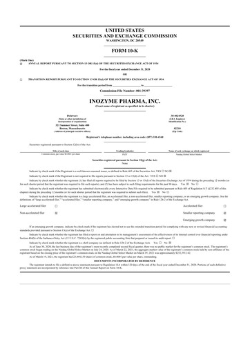 Thumbnail Inozyme Pharma 10-K Annual Report 2020