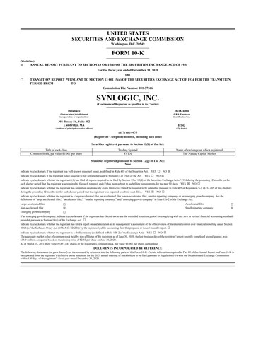 Thumbnail Synlogic 10-K Annual Report 2020