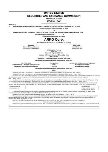 Thumbnail ARKO Corp. 10-K Annual Report 