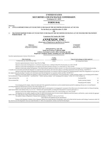 Thumbnail Annexon 10-K Annual Report 2020