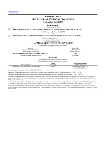 Thumbnail Harmony Biosciences 10-K Annual Report 2020