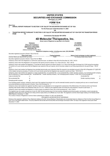 Vorschaubild 4D Molecular Therapeutics 10-K Jahresbericht 2020