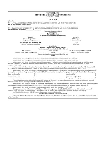 Thumbnail Kirkland's 10-K Annual Report 2020