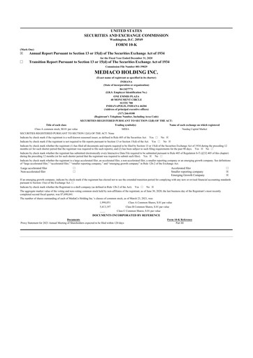 Thumbnail MediaCo Holding 10-K Annual Report 2020