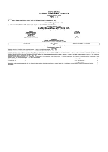 Miniature Eagle Financial Services 10-K Rapport annuel 