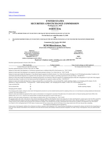 Thumbnail IGM Biosciences 10-K Annual Report 2020