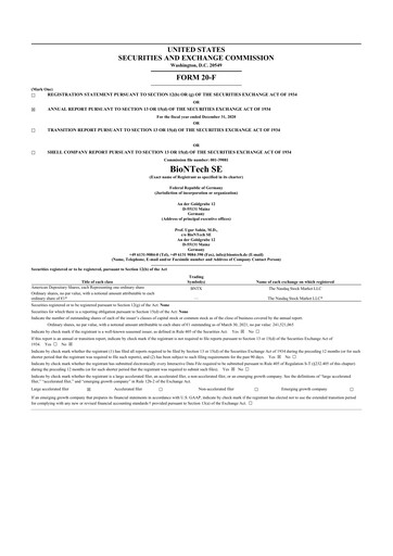 Thumbnail BioNTech 20-F Annual Report 2020