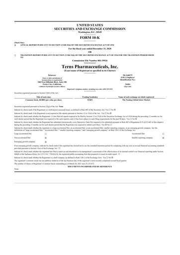 Thumbnail Terns Pharmaceuticals 10-K Annual Report 
