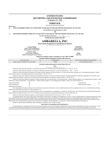 Thumbnail Ambarella 10-K Annual Report 2021