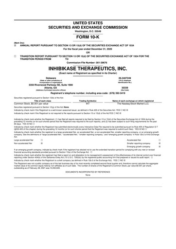 Thumbnail Inhibikase Therapeutics 10-K Annual Report 