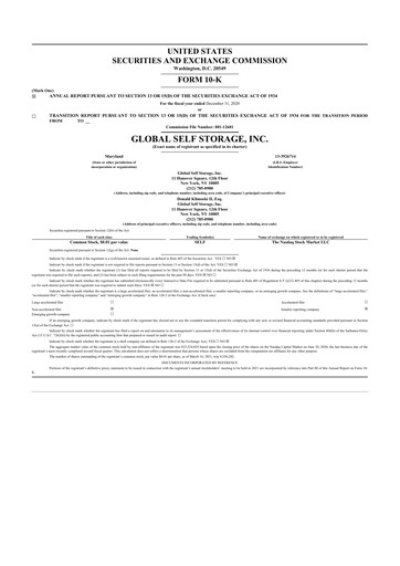 Vorschaubild Global Self Storage 10-K Jahresbericht 2020