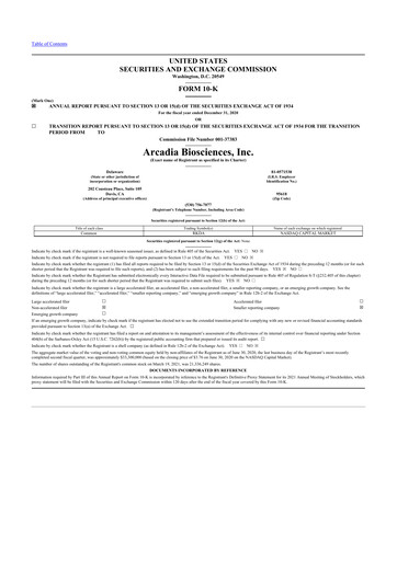 Thumbnail Arcadia Biosciences 10-K Annual Report 2020