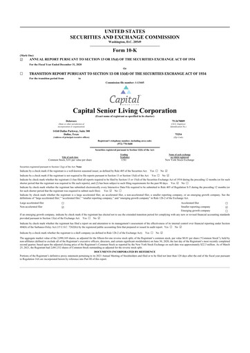 Thumbnail Sonida Senior Living 10-K Annual Report 2020
