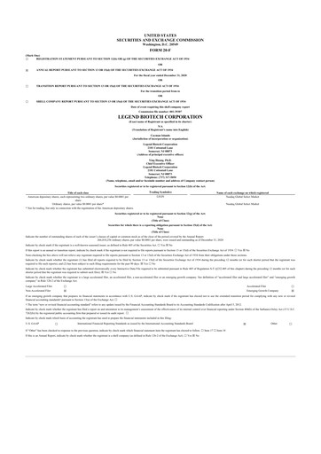 Thumbnail Legend Biotech 20-F Annual Report 2020