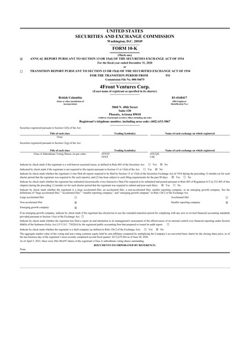 Miniature 4Front Ventures 10-K Rapport annuel 2020