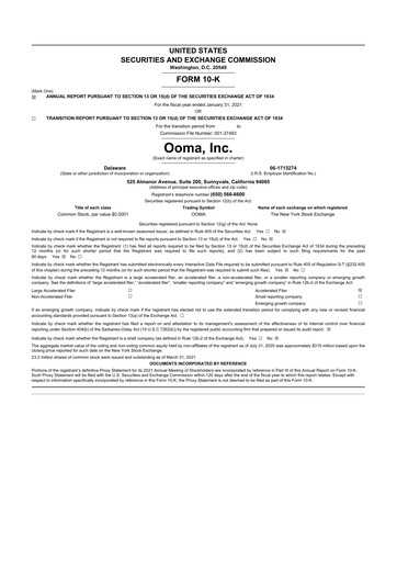 Thumbnail Ooma 10-K Annual Report 2021