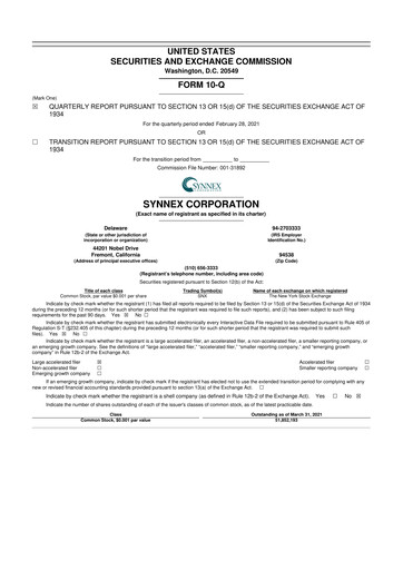Vorschaubild TD Synnex 10-Q Quartalsbericht 2021 