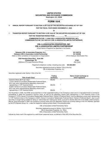 Thumbnail CBL Properties
 10-K Annual Report 