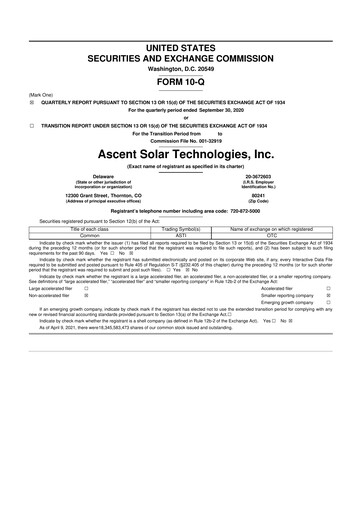 Thumbnail Ascent Solar Technologies 10-Q Quarterly Report FY2020 