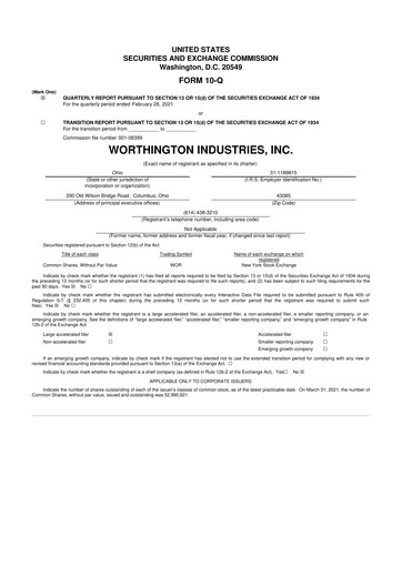 Thumbnail Worthington Enterprises 10-Q Quarterly Report FY 