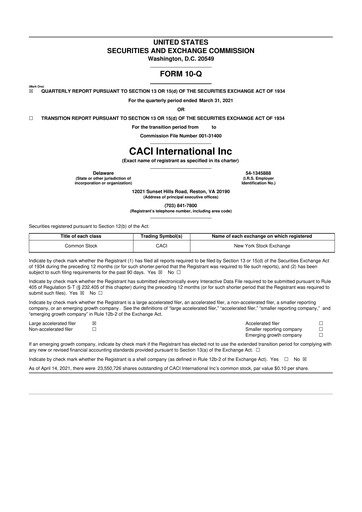 Thumbnail CACI International Inc 10-Q Quarterly Report FY2021 