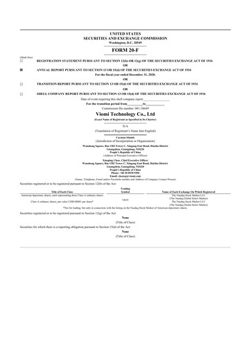 Thumbnail Viomi Technology 20-F Annual Report 2020