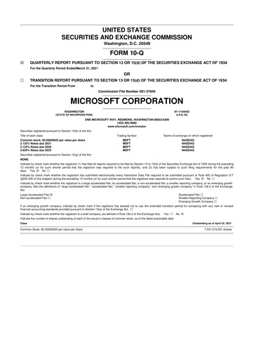Thumbnail Microsoft 10-Q Quarterly Report FY2021 