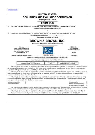 Thumbnail Brown & Brown
 10-Q Quarterly Report FY2021 