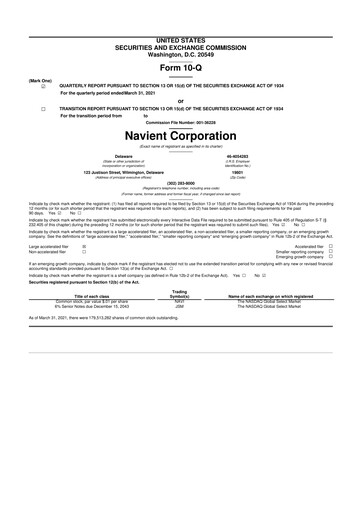 Vorschaubild Navient 10-Q Quartalsbericht 2021 
