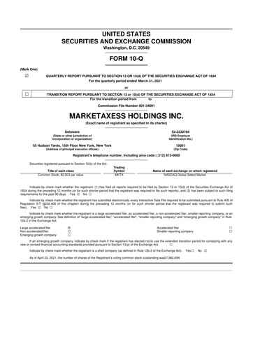Thumbnail MarketAxess
 10-Q Quarterly Report FY2021 