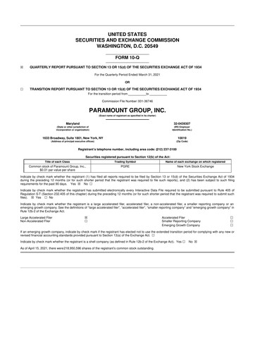 Vorschaubild Paramount Group 10-Q Quartalsbericht 2021 