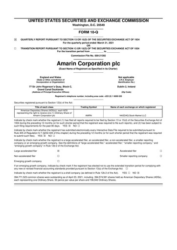 Thumbnail Amarin Corporation
 10-Q Quarterly Report FY2021 