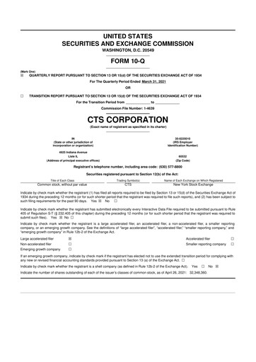 Thumbnail CTS Corporation 10-Q Quarterly Report FY2021 