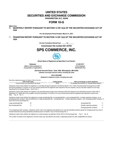 Thumbnail SPS Commerce
 10-Q Quarterly Report FY 