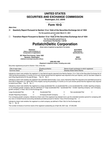 Thumbnail PotlatchDeltic
 10-Q Quarterly Report FY 