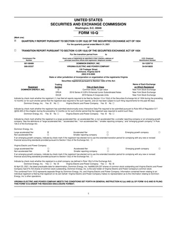 Thumbnail Dominion Energy 10-Q Quarterly Report FY 